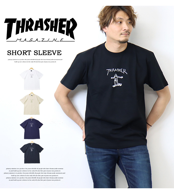 THRASHER スラッシャー マークゴンザレス ロゴプリント 半袖 Tシャツ ロゴTシャツ カットソー メンズ レディース ユニセックス TH8128