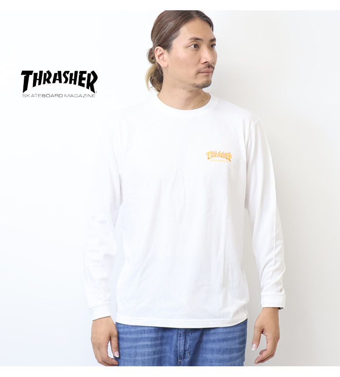 THRASHER（スラッシャー） フレイムロゴプリント 長袖Tシャツ 長T ロン