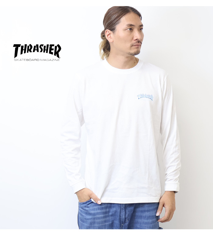 THRASHER（スラッシャー） フレイムロゴプリント 長袖Tシャツ 長T ロン