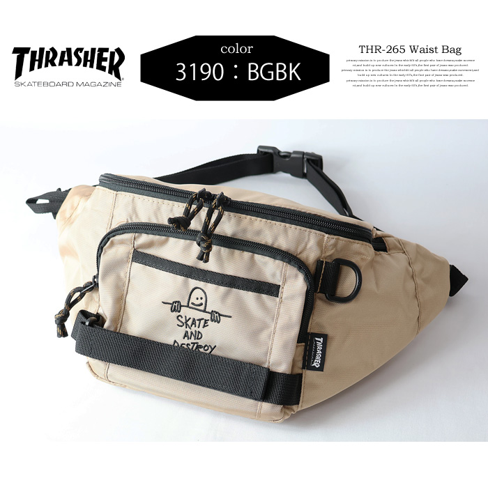 THRASHER スラッシャー ウエストバッグ マークゴンザレス 刺繍