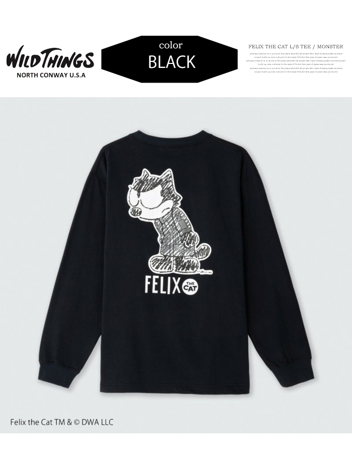 美品 23AW FCRB × FELIX THE CAT L/S TEE 黒 S WILD THINGS ワイルドシングス FELIX THE CAT L/S TEE MONSTER