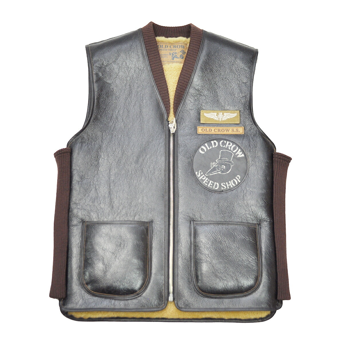 OLD CROW OLD B - VEST (BLACK) オールドクロウ シープスキン