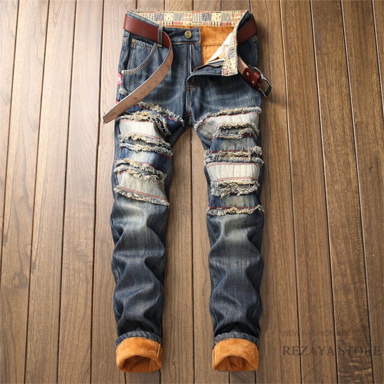 ジーンズ 秋冬 メンズ ズボン パンツ オールシーズン デニムパンツ ストリート 防寒 保温 Jeans メンズジーンズ Gパン 細身 カジュアル 裏起毛 Y18 Mensjeans074 Rezayastore 通販 Yahoo ショッピング