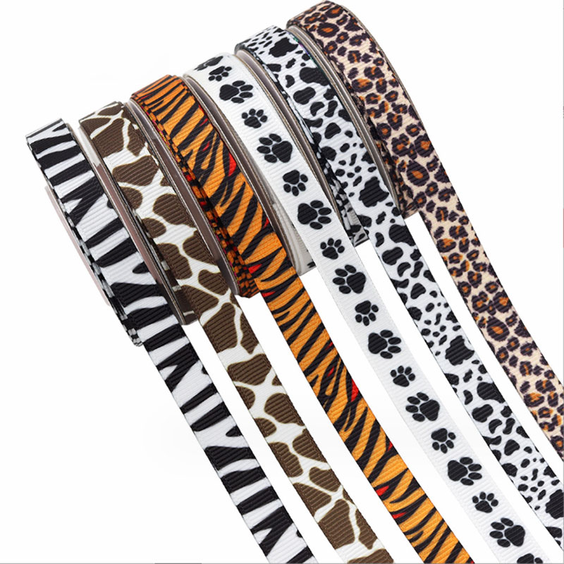 グログランリボン アニマル柄（全6種類） [1mり売り] ヒョウ柄