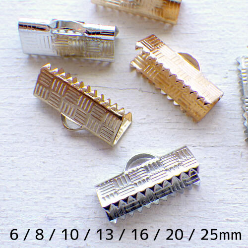 ［10個/50個/100個］ワニ口 ワニグチ リボン留め チェック柄 約6mmから25mm（ゴールド シルバー）