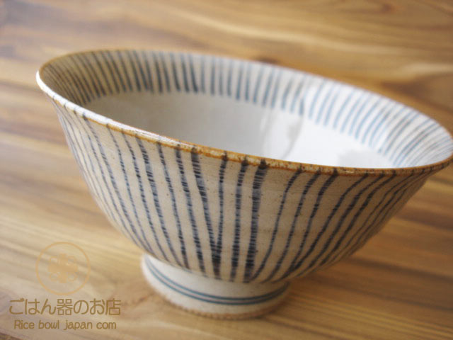 十草ストライプ ご飯茶碗 青 : 白いごはん器のお店 ライスボール