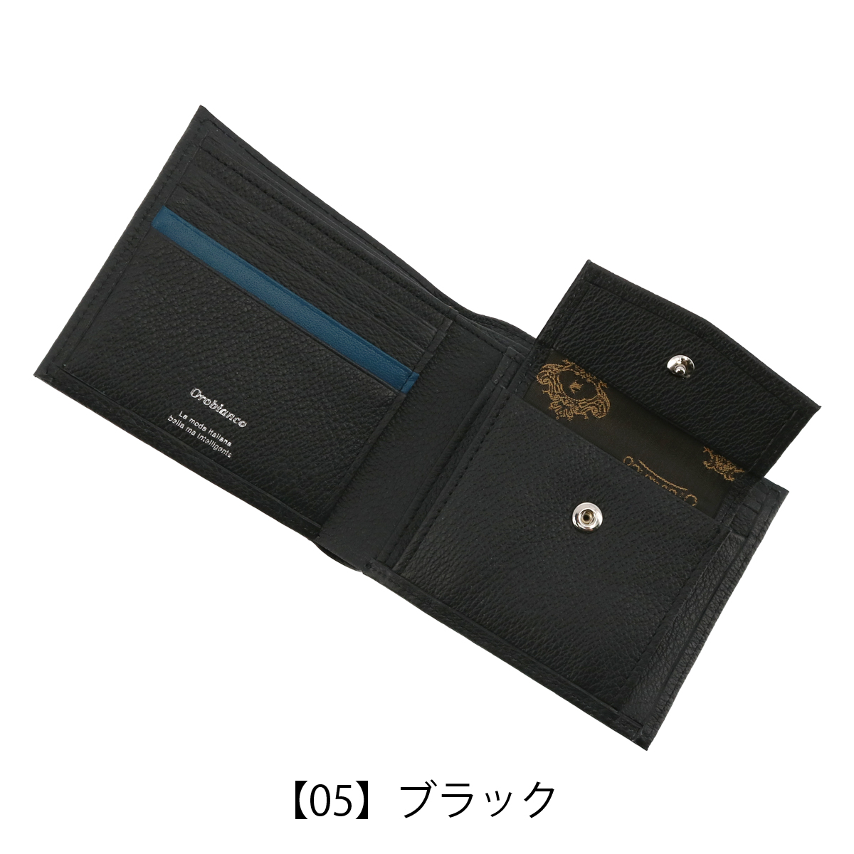 【新品未使用】Orobianco オロビアンコ 牛革 二つ折り財布 ネイビー Orobianco（オロビアンコ） 二つ折り財布 本革 ポインテッド ORS