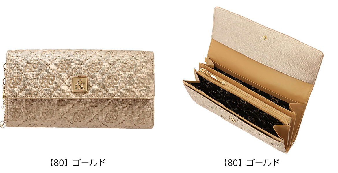 ピンキーアンドダイアン 型押し 長財布 ゴールド 新品 レザー & エンボス PINKY&DIANNE（ピンキー アンド ダイアン） 【50%OFF】【正規販売店