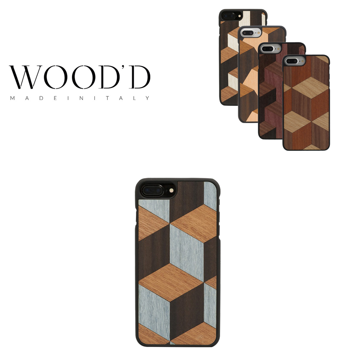 ウッド iPhone8Plus ケース Real wood Snap-on covers GEOMETRIC