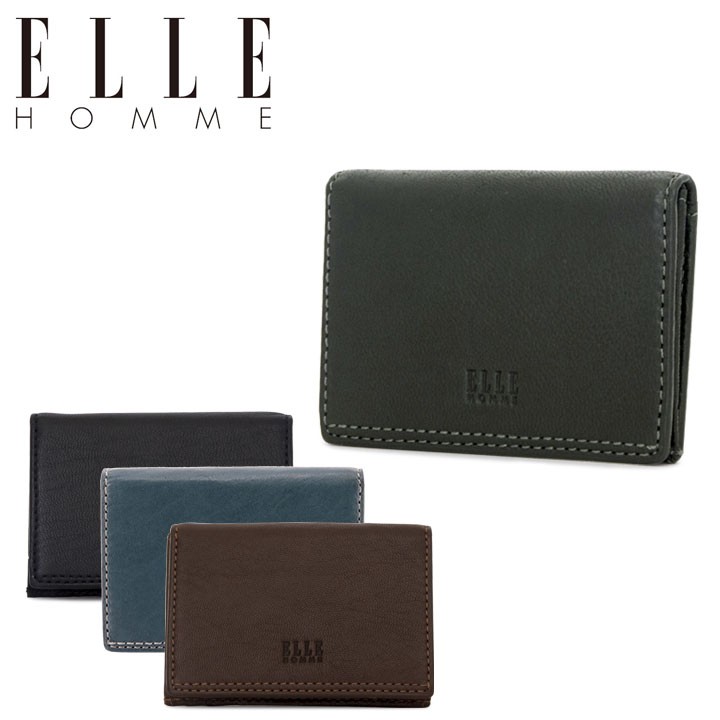 エルオム ELLE HOMME 名刺入れ XP34655(XP34648) Sheepskin メンズ レザー カードケース パスケース付き