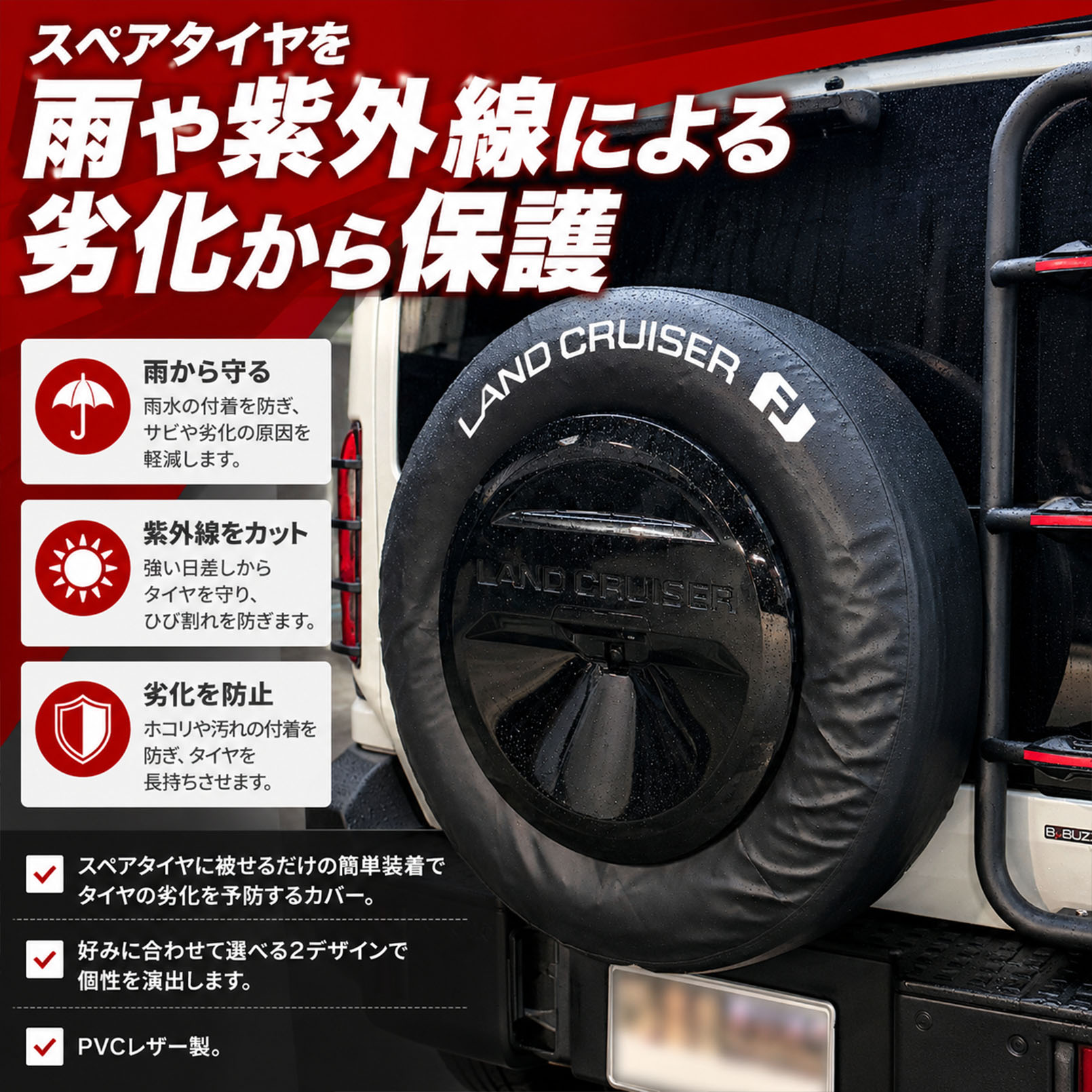 ランドクルーザー FJ ランクルFJ アクセサリー スペアタイヤカバー PVC