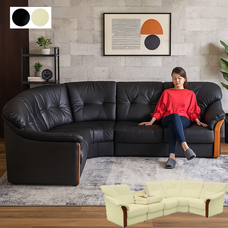 レザー　コーナーソファセット　五人掛け③ 25日P14% コーナーソファー 5人掛け テーブル付き L字 ソファセット 5