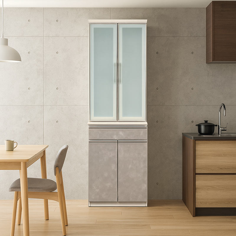 食器棚 60 おしゃれ 完成品 収納 キッチン ハイタイプ スリム 国産