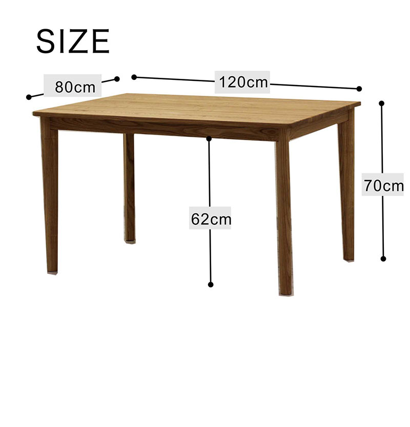 ダイニングテーブル 4人用 幅120 長方形 タモ無垢 アッシュ材 天然木 北欧 おしゃれ 木目 木製
