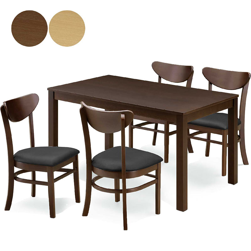 ダイニングテーブルセット 4人用 おしゃれ 北欧 オーク突板 5点セット 長方形 テーブル 天然木 木製 合皮レザー シンプル
