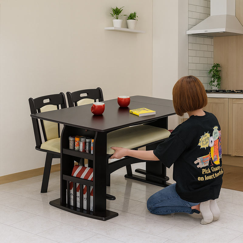 ダイニングテーブルセット 伸長式 回転椅子 ベンチ 4人 2人 北欧