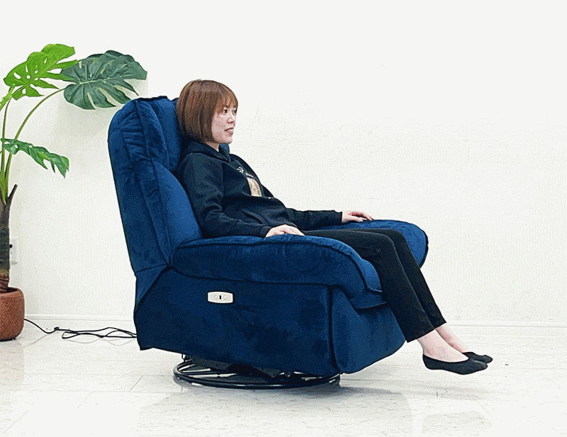 電動リクライニング】一人掛け 回転ソファ ファブリック ハイバック
