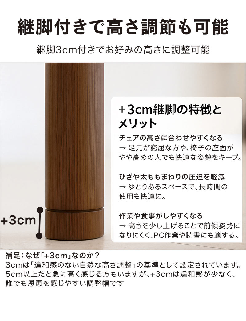 こたつセット ハイタイプ 長方形 デスクこたつ 回転チェア 継脚付き 3点セット 一人用 暖房機器