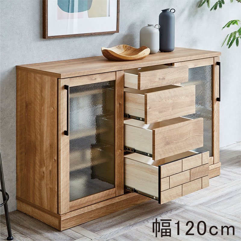 日曜日P 最大15％〜キャビネット 木製 完成品 120 引き戸 スライド