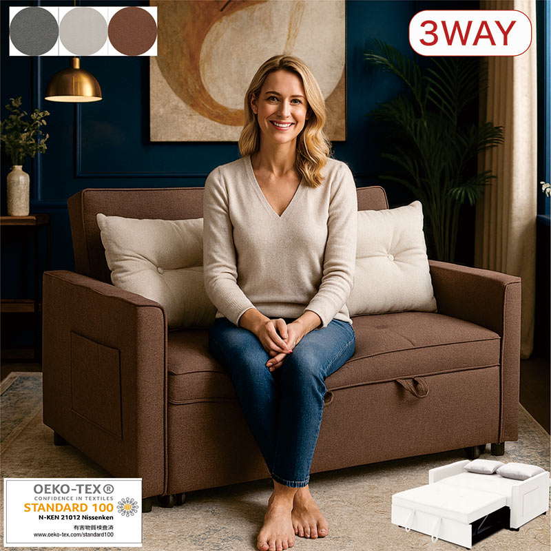 日曜日P15％ ソファーベッド 2人掛け セミダブル 3way ソファ ベッド