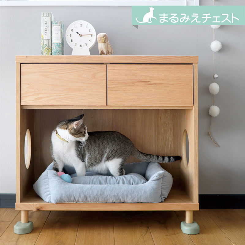 チェスト・タンス neko チェスト 猫家具 収納 ペット家具 ナチュラル 木製 木目 国産 かわいい