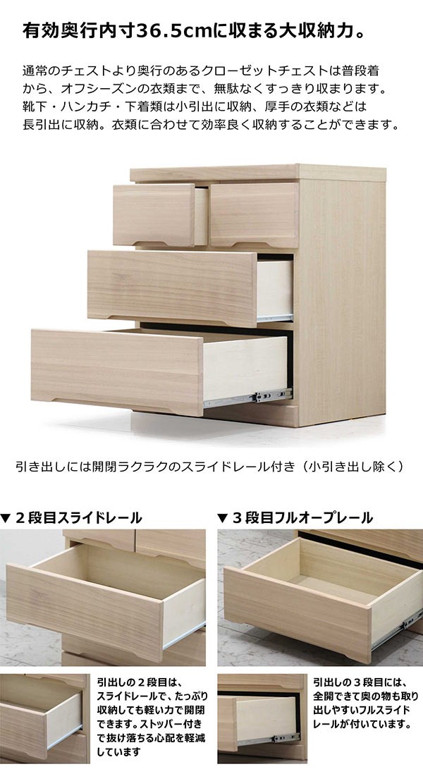 押入れ収納 ローチェスト クローゼット収納 幅60cm 3段 キャスター付き