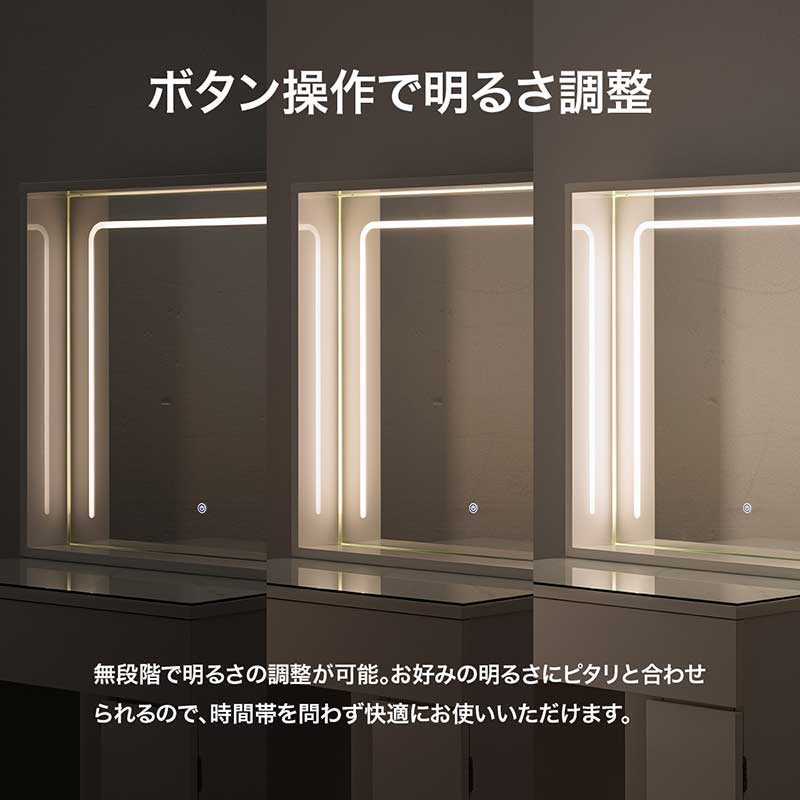ドレッサー LED 女優ミラー 幅60cm コンパクト 3段階調色 椅子付き