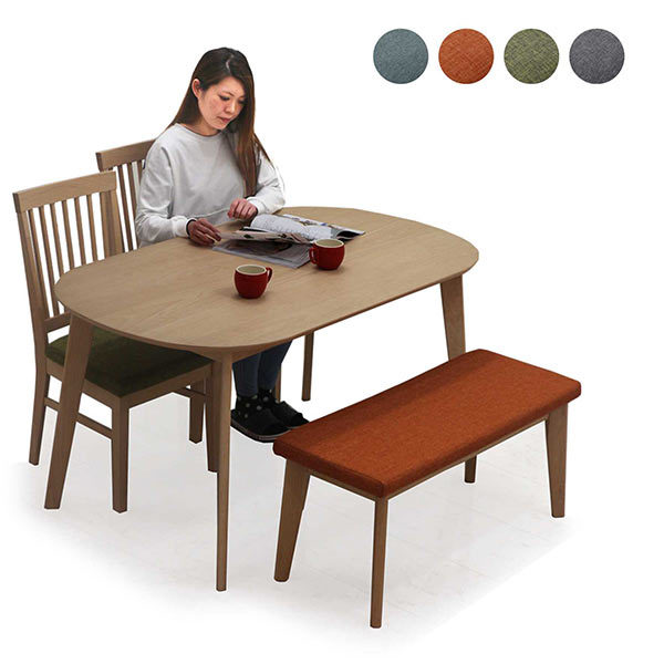 ダイニングテーブルセット 4人用 ベンチ 楕円 おしゃれ 北欧 木製