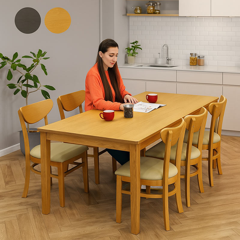 ダイニングテーブルセット 6人用 180 長方形 おしゃれ 北欧 木製