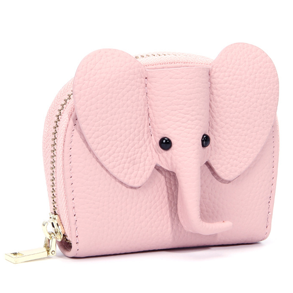 ミニ財布 カードケース コインケース ゾウさん 本革 レザー レディース