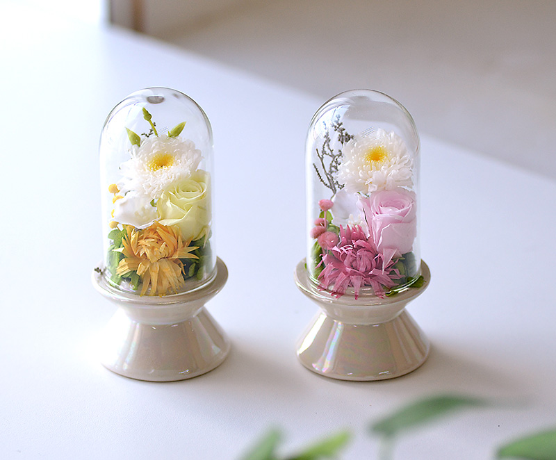 仏花ガラスドーム小対 楽天市場】【プリザーブドフラワー仏花 全3種】 ガラスケース