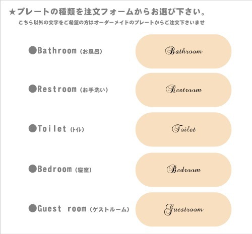 ルームプレートの文字入れの種類の画像