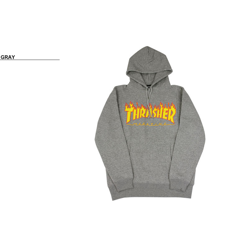 パーカー・フーディ THRASHER Jagged Logo Hoodie Charcoal TR2403HD09CH THRASHER スラッシャー マガジン プルオーバーフーディー