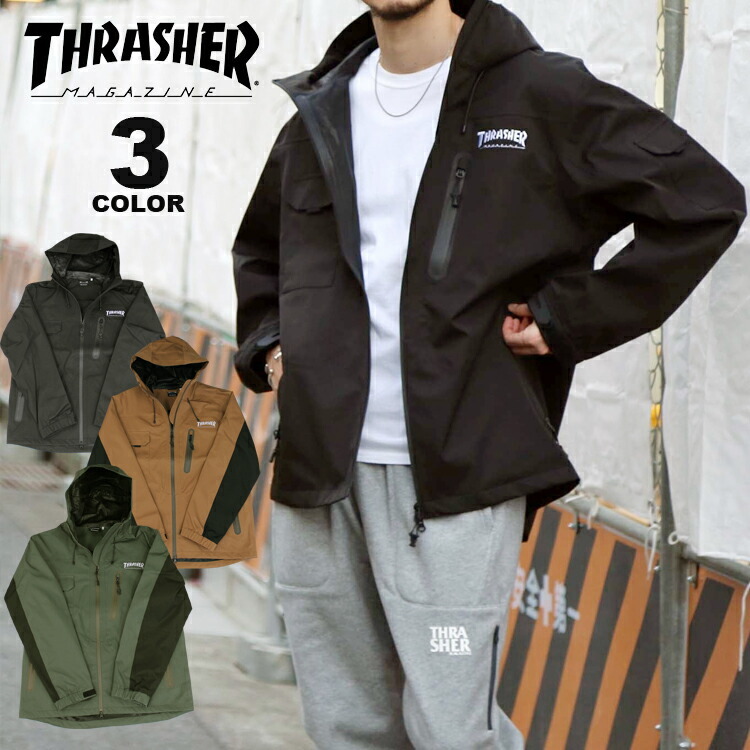 SALE スラッシャー ジャケット THRASHER HOMETOWN 3 Layer JACKET 3レイヤー アウター 撥水 防水 透湿 メンズ  全3色 S-XL(公式） アウトレット