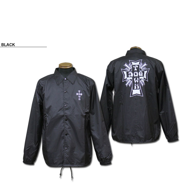 ドッグタウン ジャケット DOGTOWN Cross LOGO COACH JACKET コーチジャケット メンズ レディース ユニセックス  バックプリント ナイロン ブラック 黒 M-X