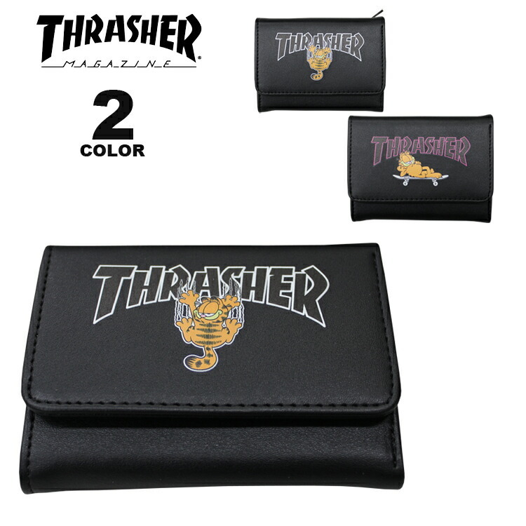 (公式） スラッシャー ウォレット 財布 THRASHER GARFIELD WALLET ガーフィールド 三つ折り サイフ メンズ レディース  ユニセックス 全2色