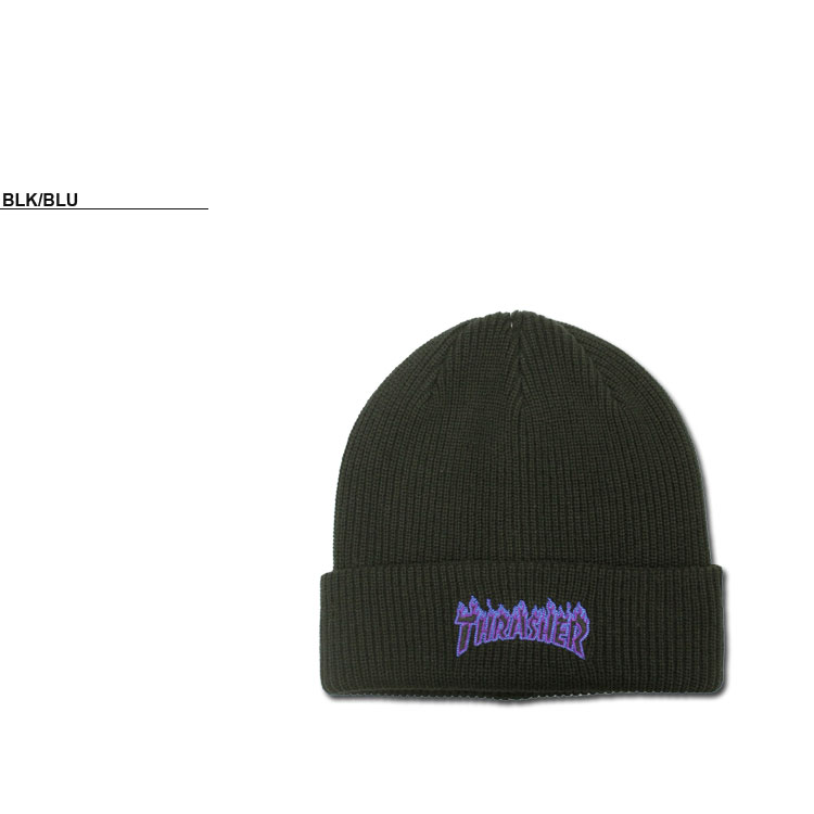 THRASHER（スラッシャー） ビーニー ニット帽 THRASHER FLAME LOGO RIB