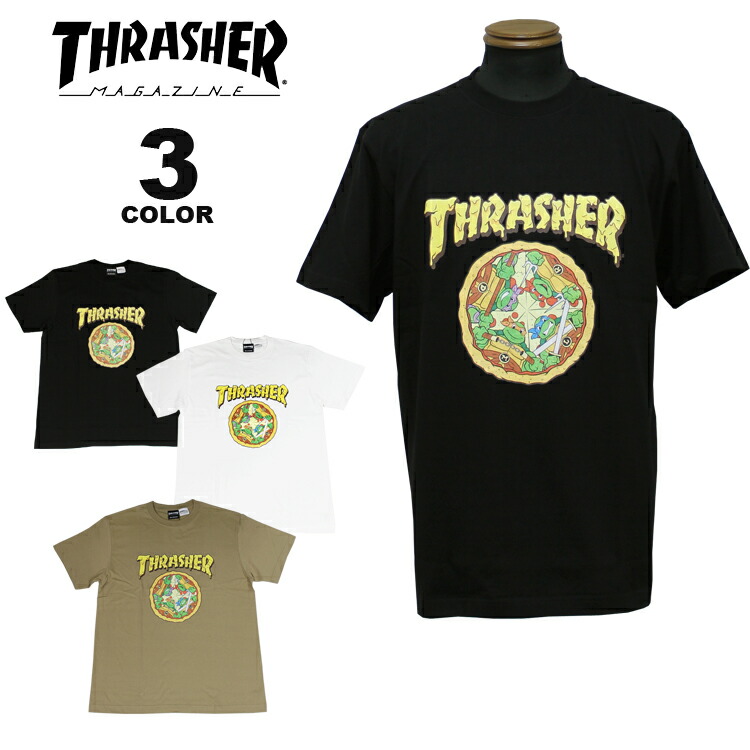 SALE (公式）スラッシャー Tシャツ THRASHER NINJA TURTLES PIZZA S/S T-SHIRTS プリントTEE  ミュータント ニンジャ タートルズ メンズ レディース : thtur-st003 : RIFFLE PAGE - 通販 - Yahoo!ショッピング