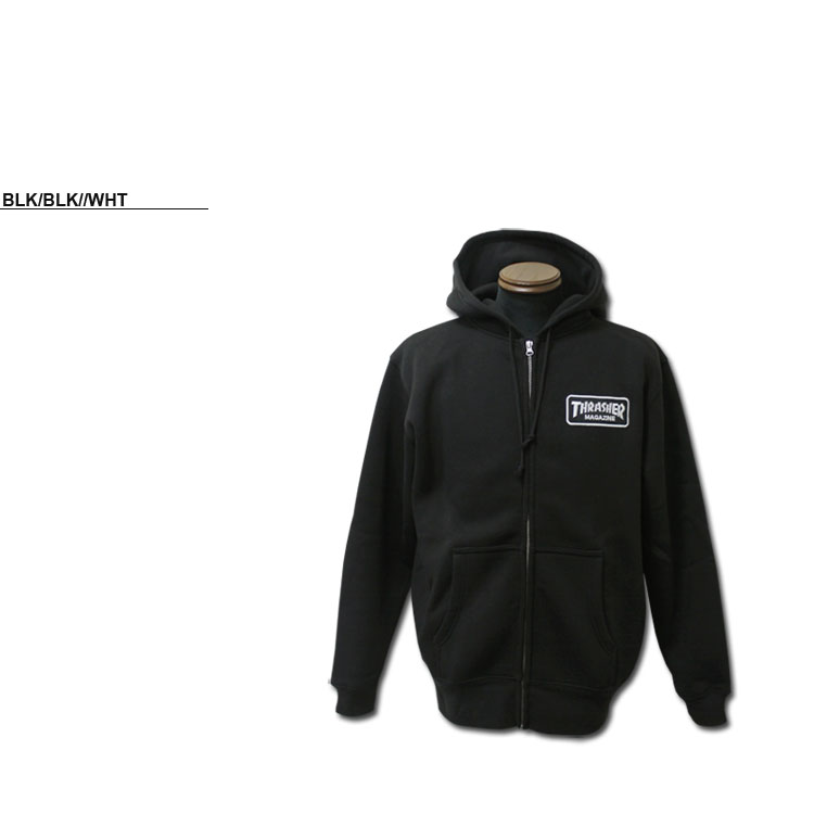 THRASHER ジップアップジャケット L 黒/紫 THRASHER パーカー SKATE AND DESTROY emb FULL ZIP HOODIE