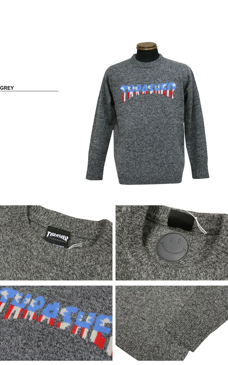 THRASHER（スラッシャー） SALE ニット セーター ネイビー ワイン