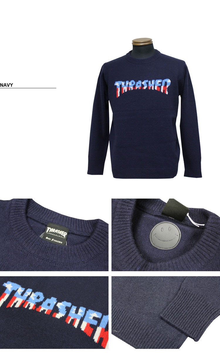 THRASHER（スラッシャー） SALE ニット セーター ネイビー ワイン
