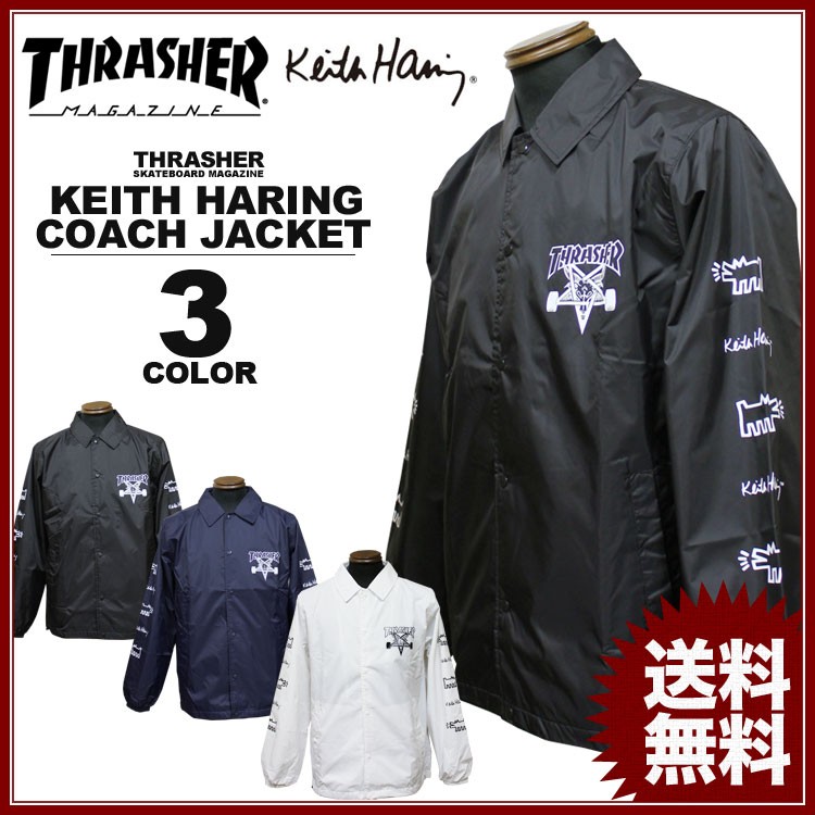 SALE スラッシャー THRASHER コーチジャケット Keith Haring SKATE GOAT COACH JACKET キースへリング  ブラック 黒 ネイビー ホワイト 白 メンズ レディース : thkhhd16 : RIFFLE PAGE - 通販 - Yahoo!ショッピング