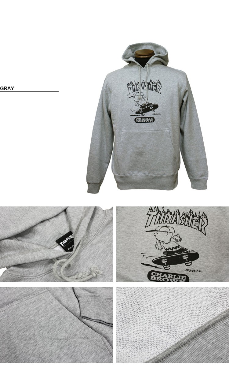 スラッシャー Thrasher トレーナー パーカー Peanuts ピーナッツ プリント プルオーバー チャーリー ブラウン メンズ レディース 裏毛スウェット 全2色 S Xl Thr17pnv3 03ds Riffle Page 通販 Yahoo ショッピング