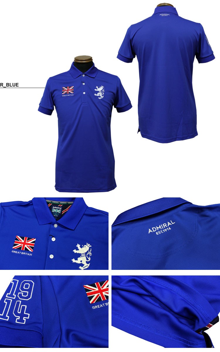 Admiral 半袖スポーツウェア 青 Admiral Golf アドミラルゴルフ ランパント ジャガード 半袖