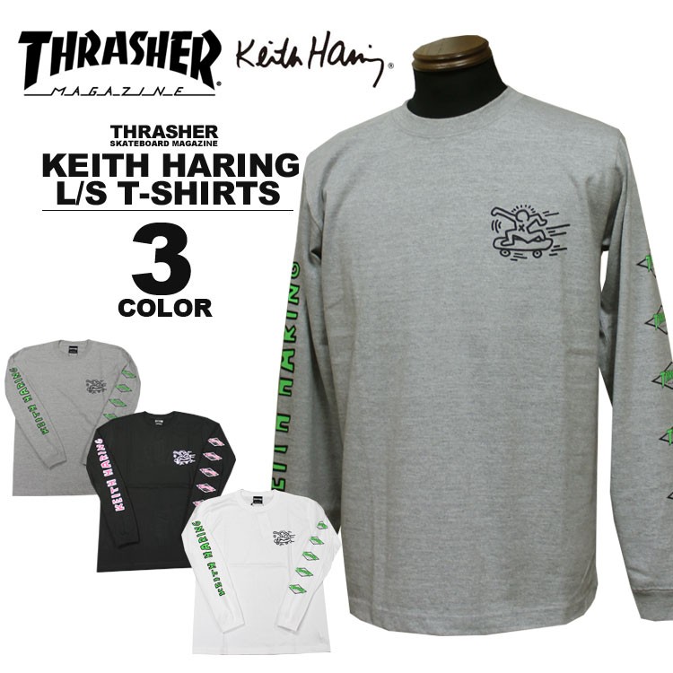 THRASHER スラッシャー 長袖Tシャツ Keith Haring SKATER L/S T