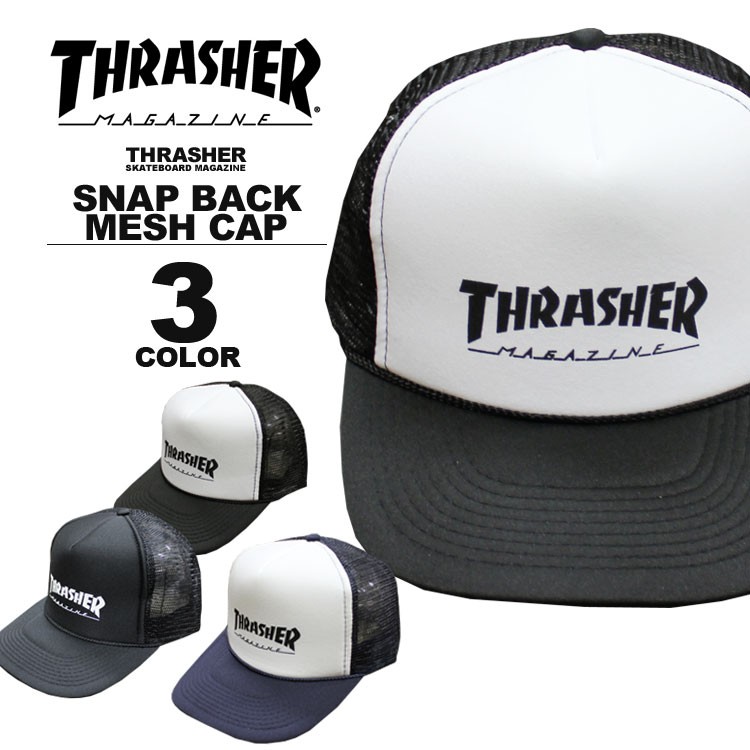 スラッシャー THRASHER MAGAZINE LOGO SNAP BACK MESH CAP キャップ
