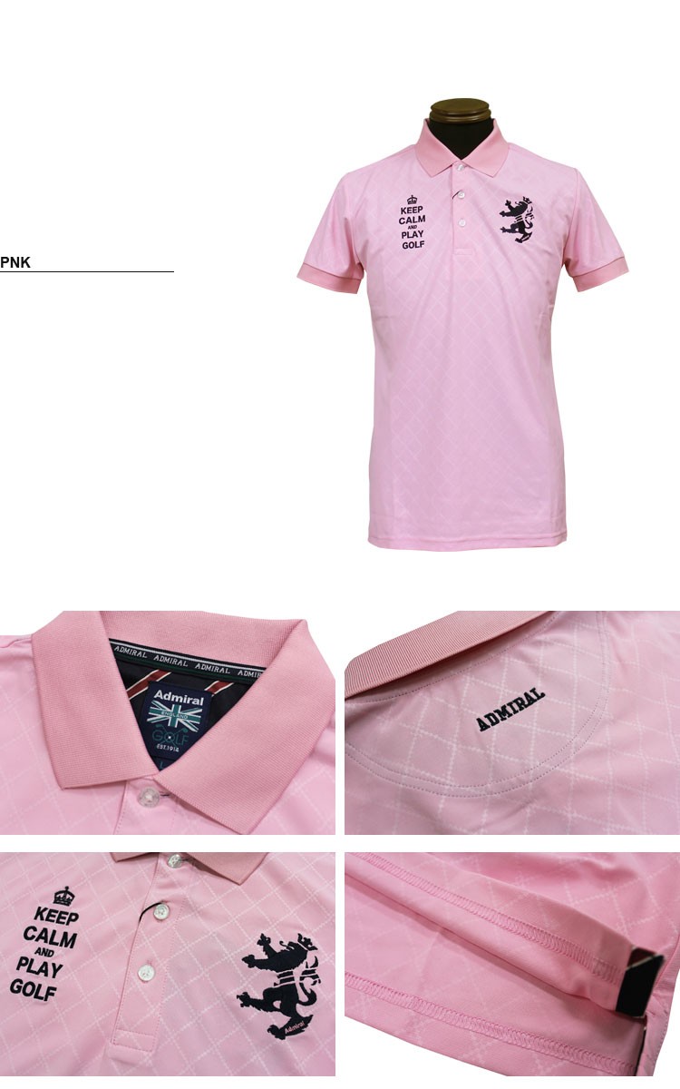 【限定コラボ】アドミラルゴルフ × ビートルズ ポロシャツ Mサイズ ピンク SALE Admiral アドミラル ポロシャツ BIAS EMBOSS POLO SHIRTS 半袖