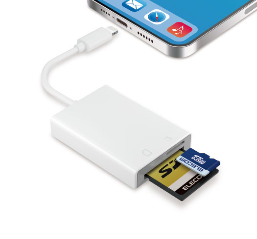 【20個】iPhone / iPad用 SD カードリーダー 転送 ライトニング ELECOM（エレコム） Lightningコネクタ搭載カードリーダー iPhone iPad