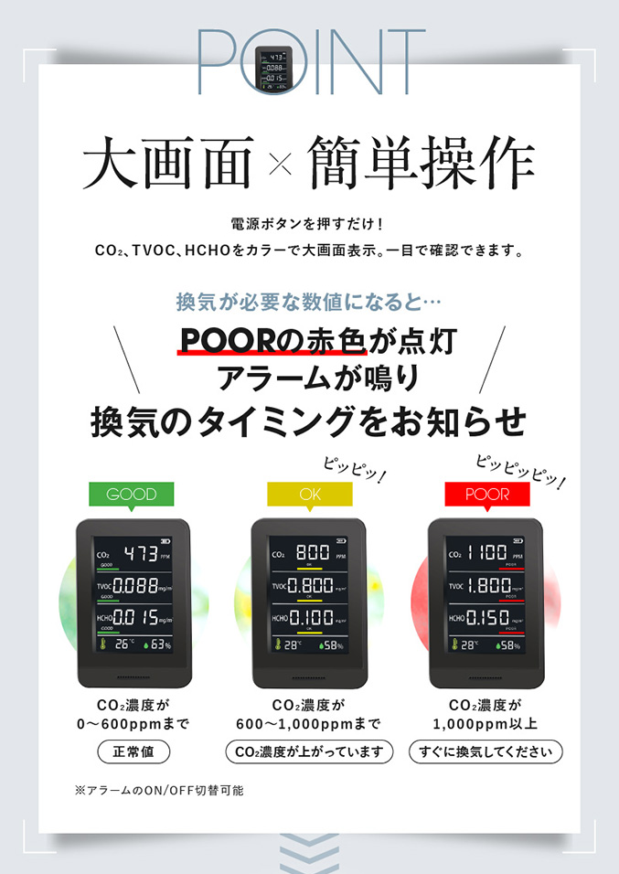 日本製多機能型CO2濃度測定器 コードレス 二酸化炭素 濃度計 co2測定器 日本製 二酸化炭素 測定 卓上 計測 換気 温度 湿度 TVOC  HCHO 60s oiu : b-nco2nstk : りかの良品 Yahoo!店 - 通販 - Yahoo!ショッピング