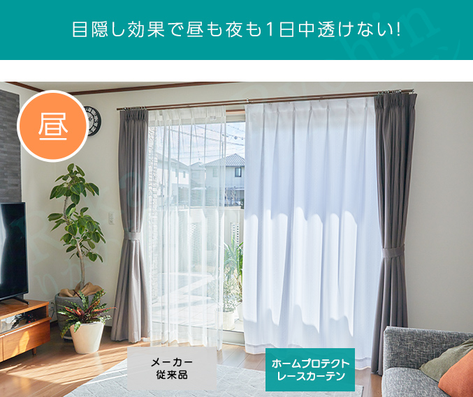 テイジン ホームプロテクトレースカーテン 2枚組 幅100×丈198cm 節電